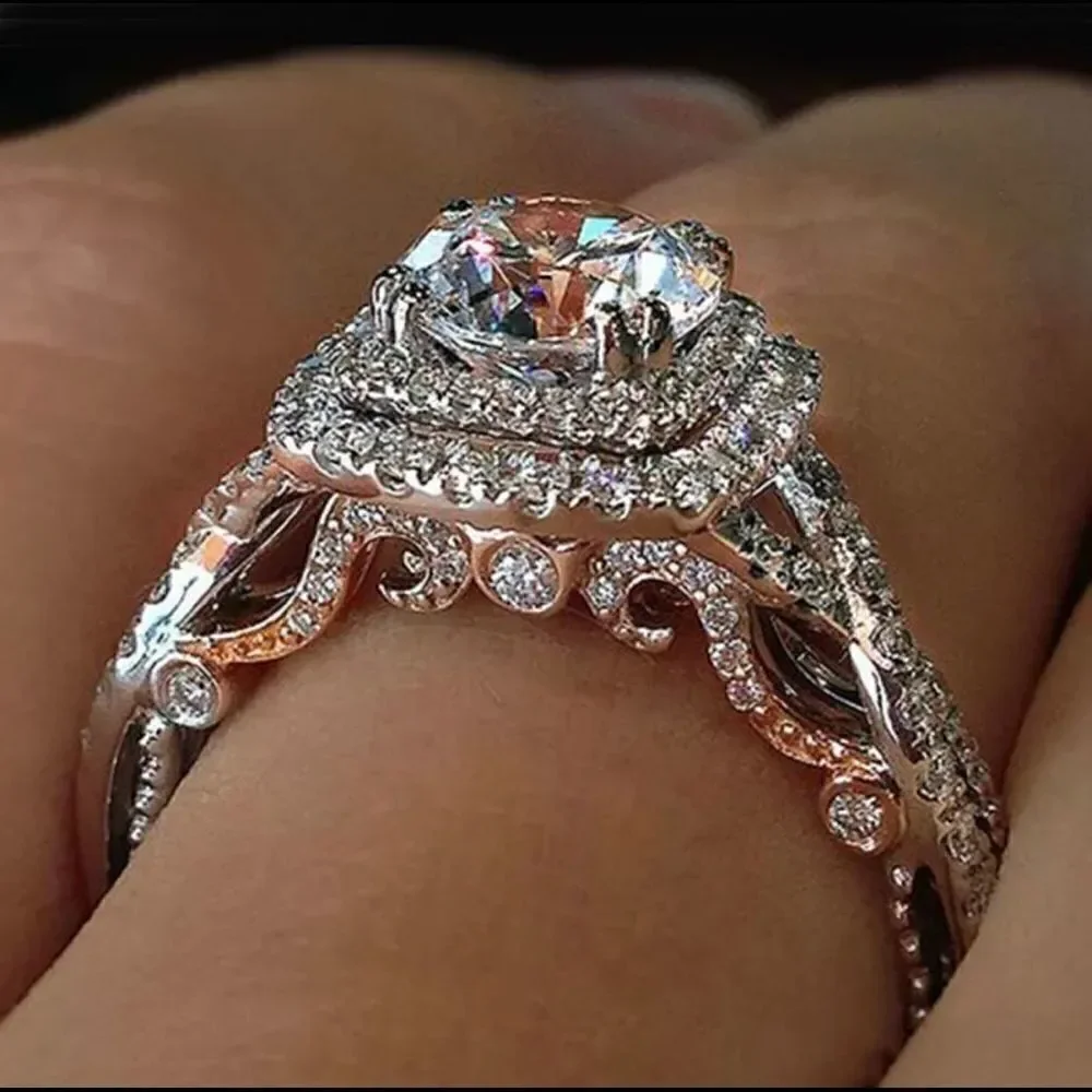 Gorgeous Silver CZ Diamond Halo Ring